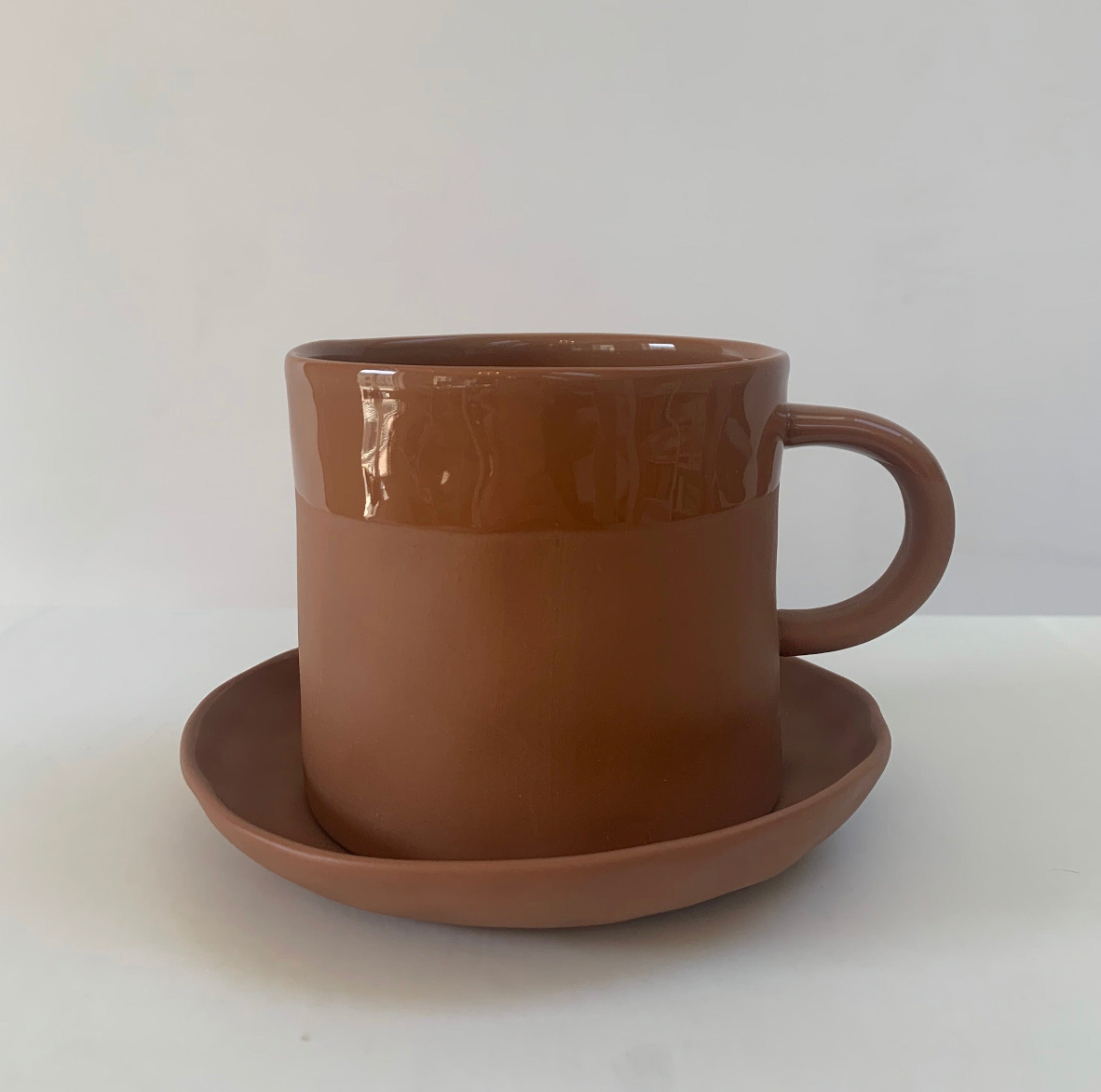 Mug handle TERRACOTTA glossy edge